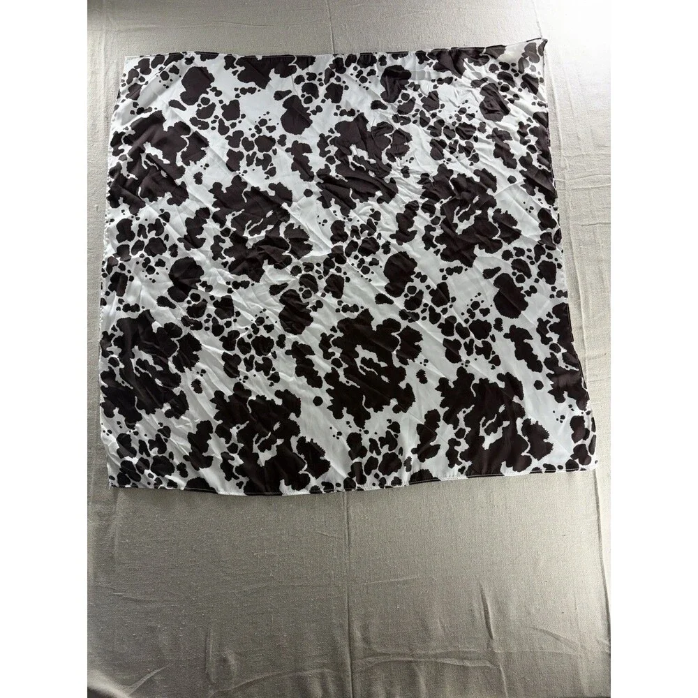 Sincerely Jules Cow Print Silk-Feel Satin Square Head Scarf Bandana